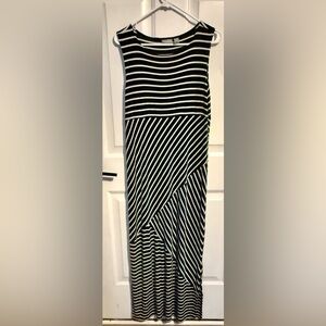 Chico's Black and White Striped Maxi Dress-Skirt